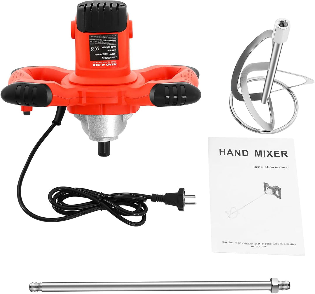 220V 1500W Rührwerk Betonrührer, Elektrisch Betonrührer Rührwerk 330-930 RPM, Industriemischer 6 Ein
