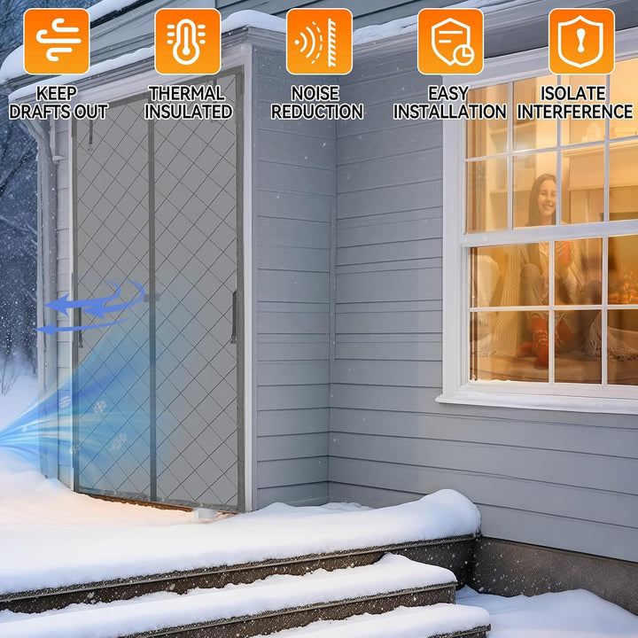 Magnetischer thermisch isolierter Türvorhang, verdickt, 210D Oxford, winddicht, thermische Türabdeck