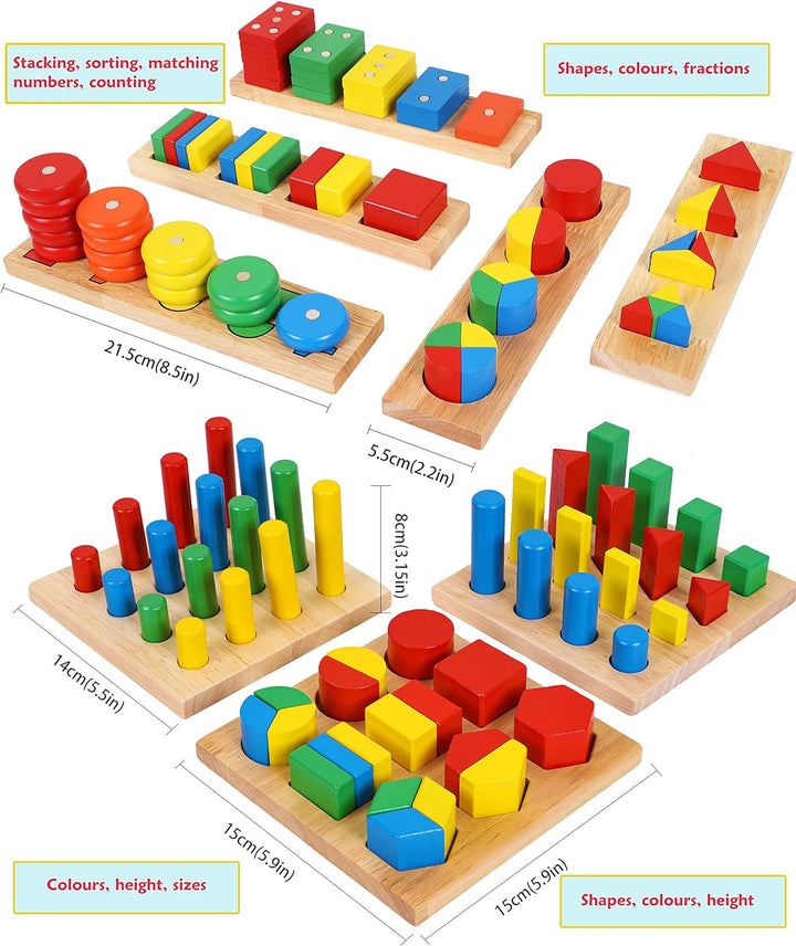 TOWO Holz Sortierspiel mit Geometrische Formen zum Stapeln, Sortieren und Kategorisieren-holz formen