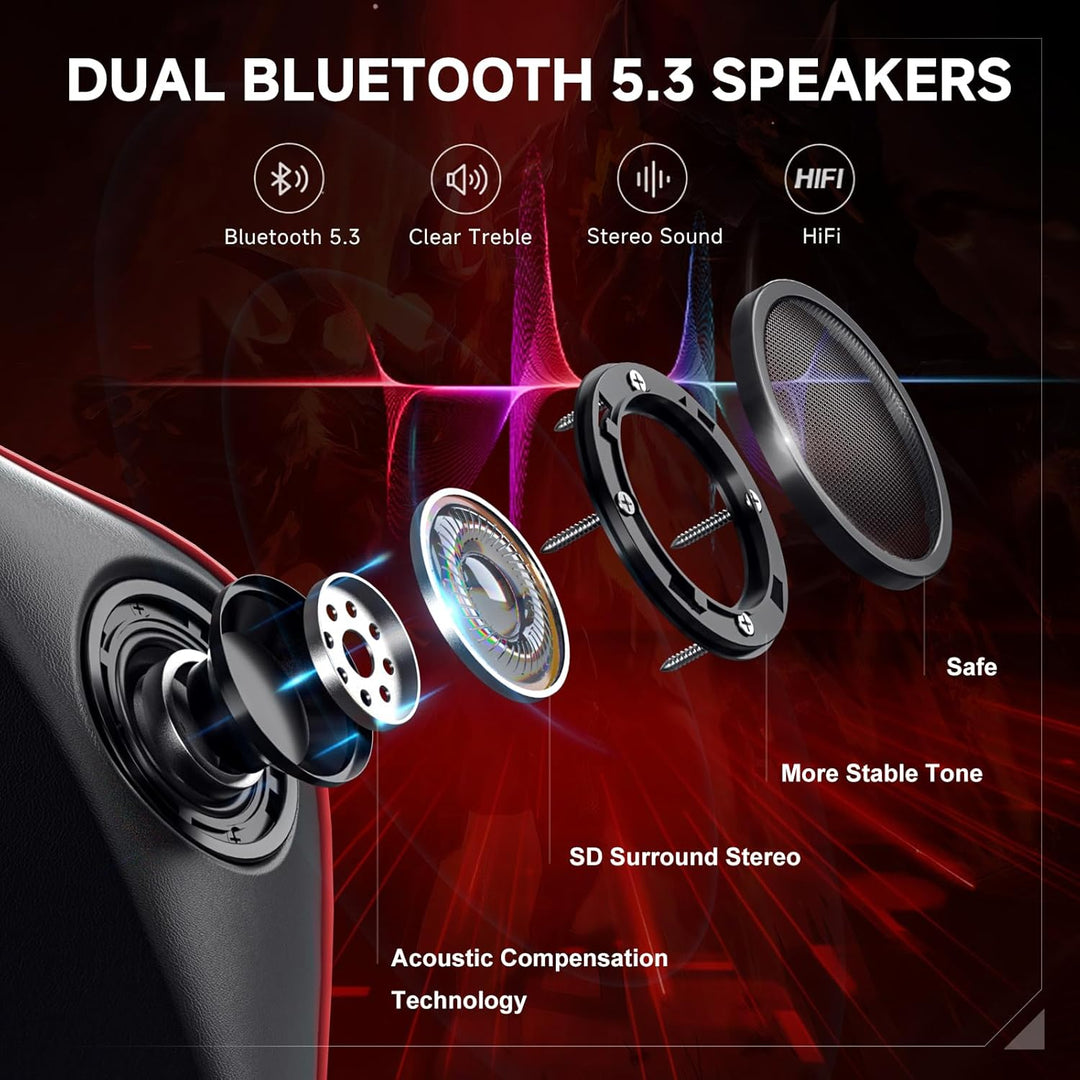 GTPLAYER Gaming Stuhl mit Fussstützen Lautsprecher Bluetooth, Gamer Stuhl Ergonomischer Computerstuh