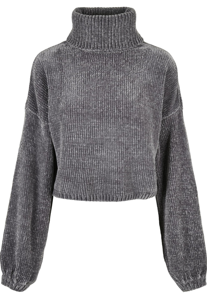 Urban Classics Damen Strickpullover kurzer Oversized Sweater, Rollkragenpullover mit weiten Ballon Ä