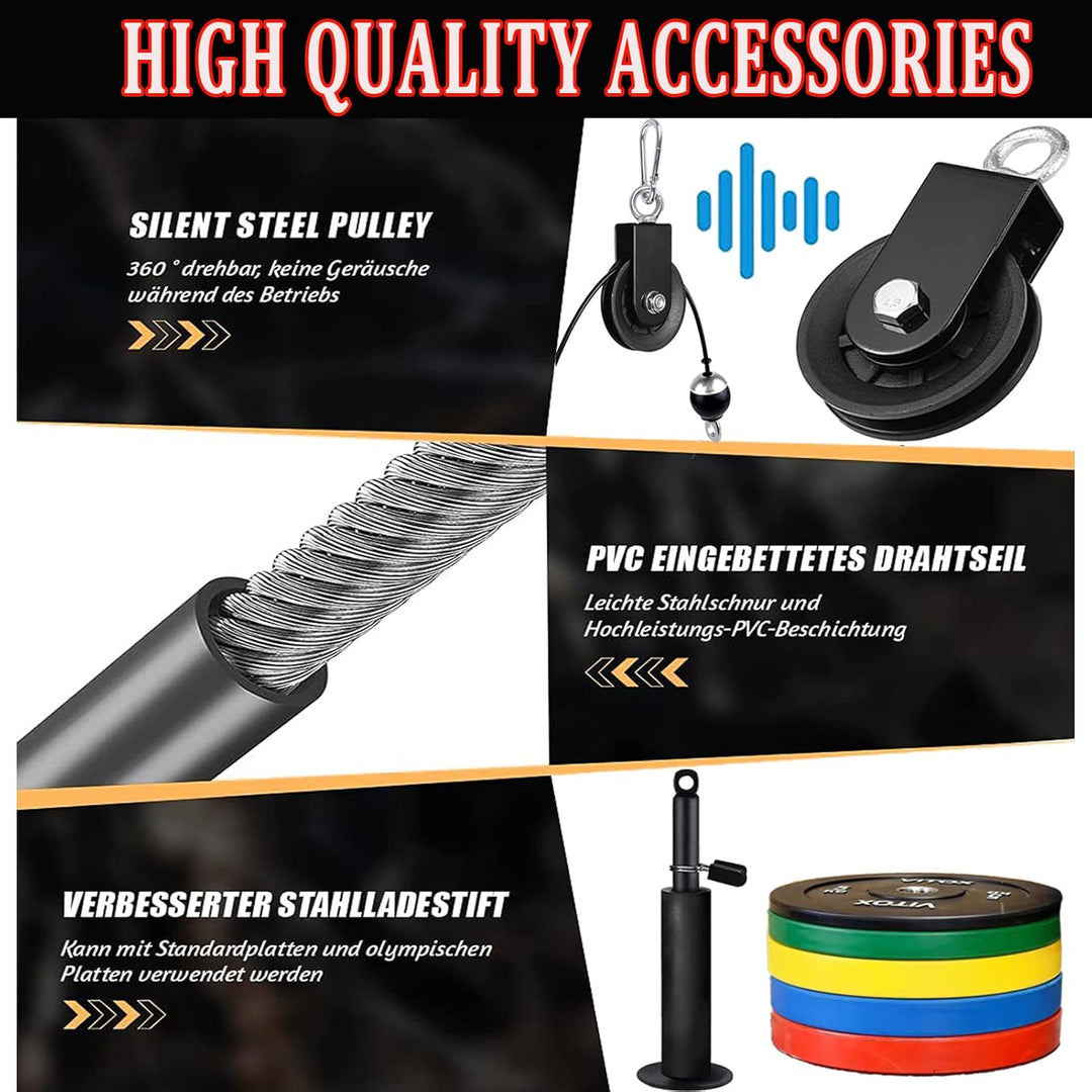 Taeku Seilzug-Fitness, Verbesserte Gewicht Seilzugsystem für LAT Pull Down Bizeps Curl Trizeps Armtr