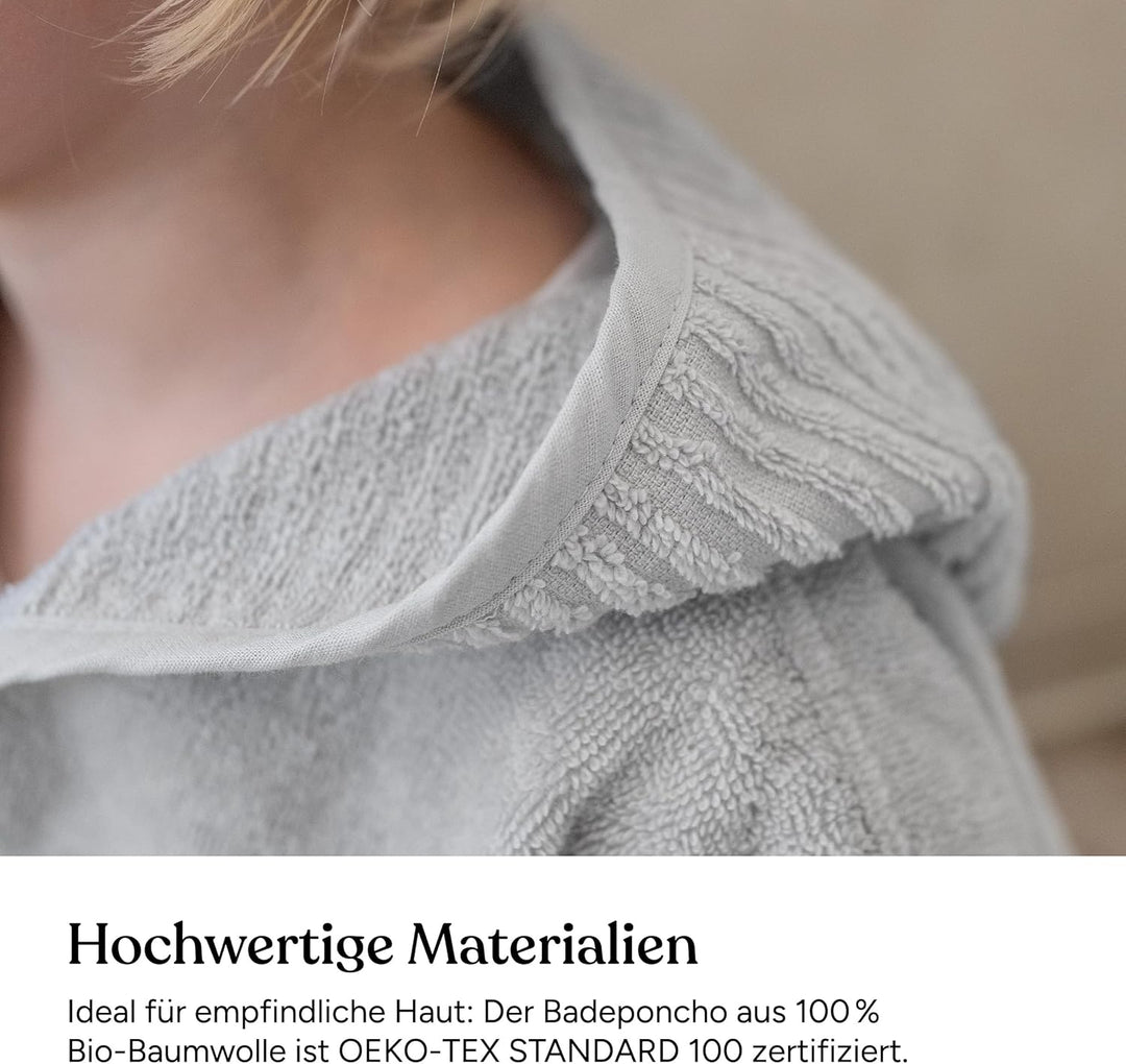 Ehrenkind® Bio-Baumwoll Badeponcho Kinder 1-5 Jahre | OEKO TEX | Sanft, Saugstark & Kuschelig | Bade