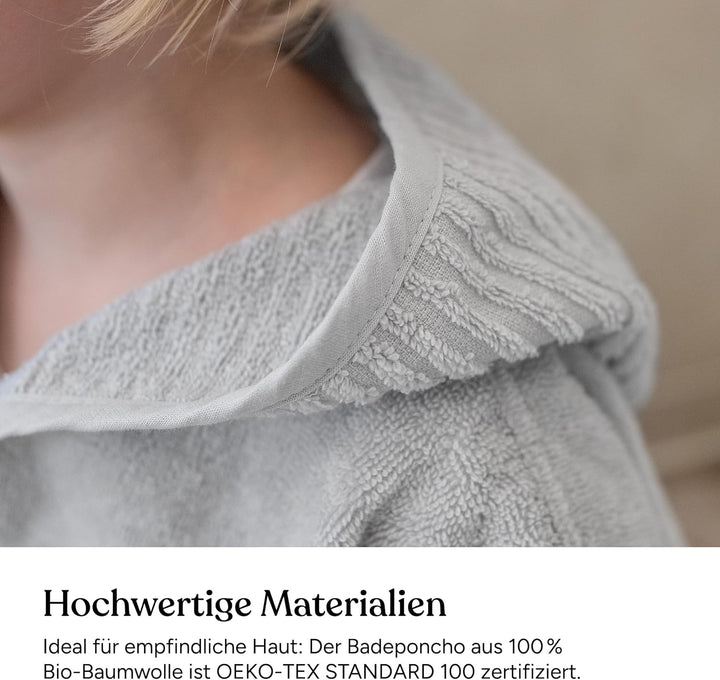 Ehrenkind® Bio-Baumwoll Badeponcho Kinder 1-5 Jahre | OEKO TEX | Sanft, Saugstark & Kuschelig | Bade