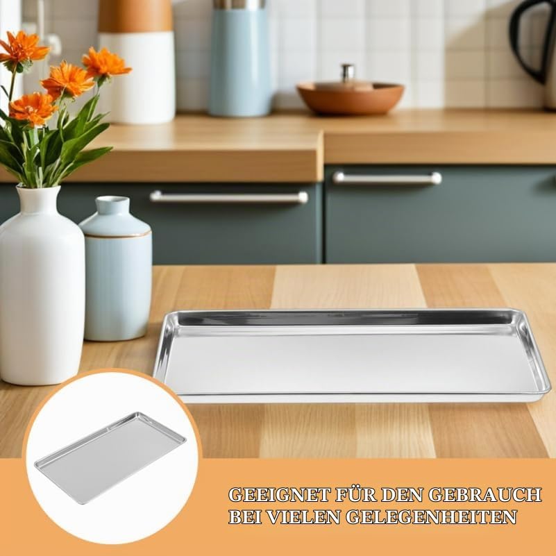 ULTECHNOVO Edelstahl Snackteller Rechteckig 34,5x21,5cm Poliert für Restaurant Zuhause Kalte Nudelpl