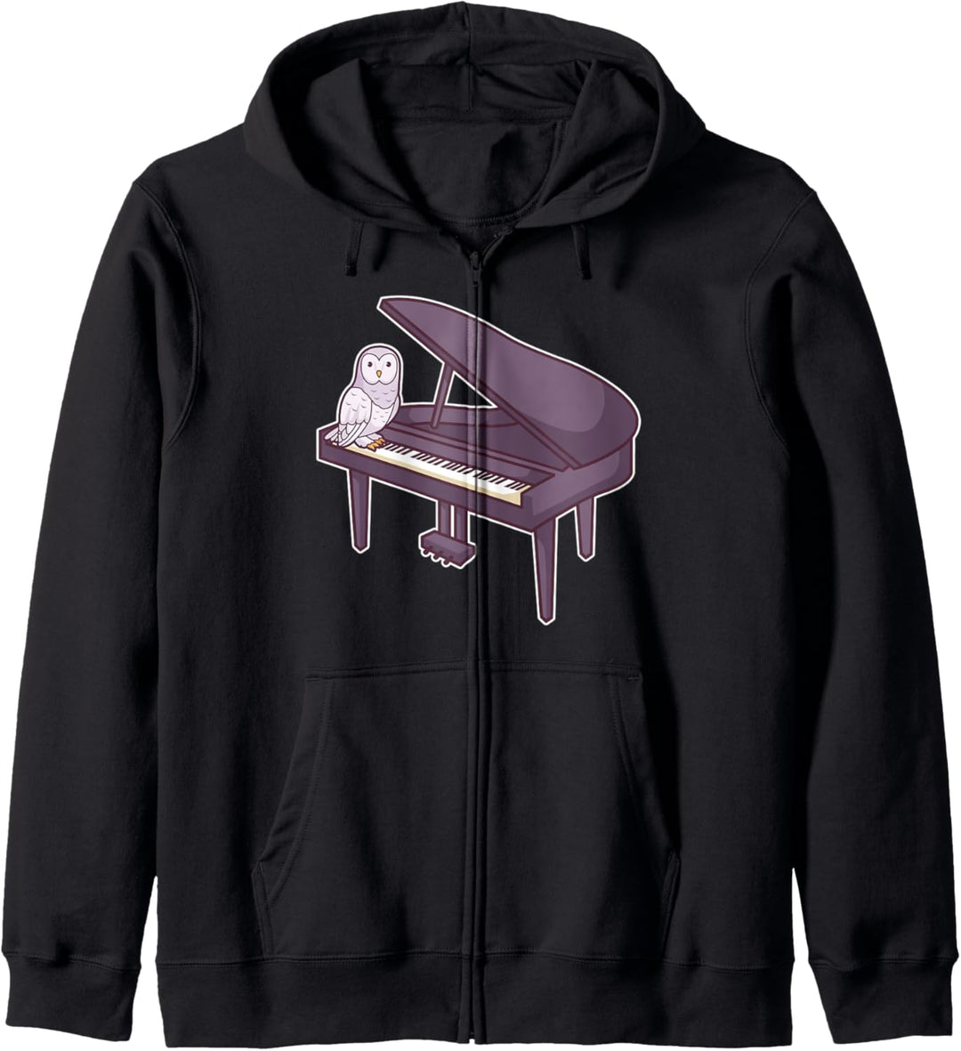Pianist Klavierspieler Tier Flügel Piano I Eule Schneeeule Kapuzenjacke