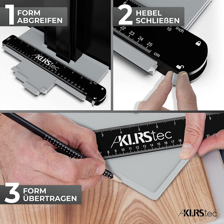 KLRStec® Professional Konturenlehre - Hochwertige Nadelschablone mit Feststeller zum übertragen von