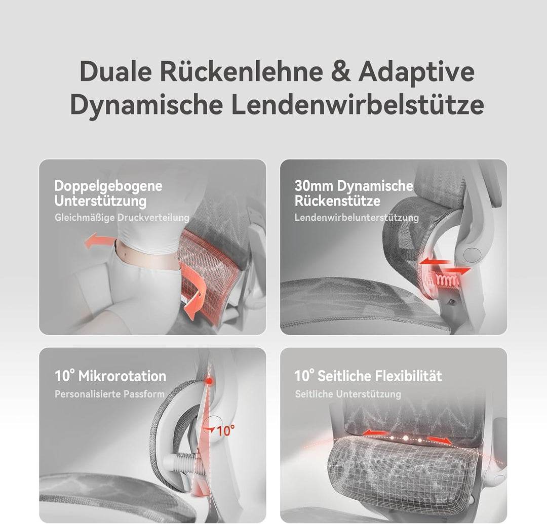 SIHOO M59AS Ergonomischer Bürostuhl mit 3D-koordinierbaren, hochklappbaren Armlehnen, Doppelsitzlehn