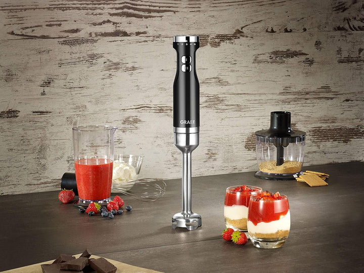 GRAEF Stabmixer HB501 Weiss – 800 Watt, stufenlose Regelung, Turbostufe, 4 Edelstahlklingen, Edelsta