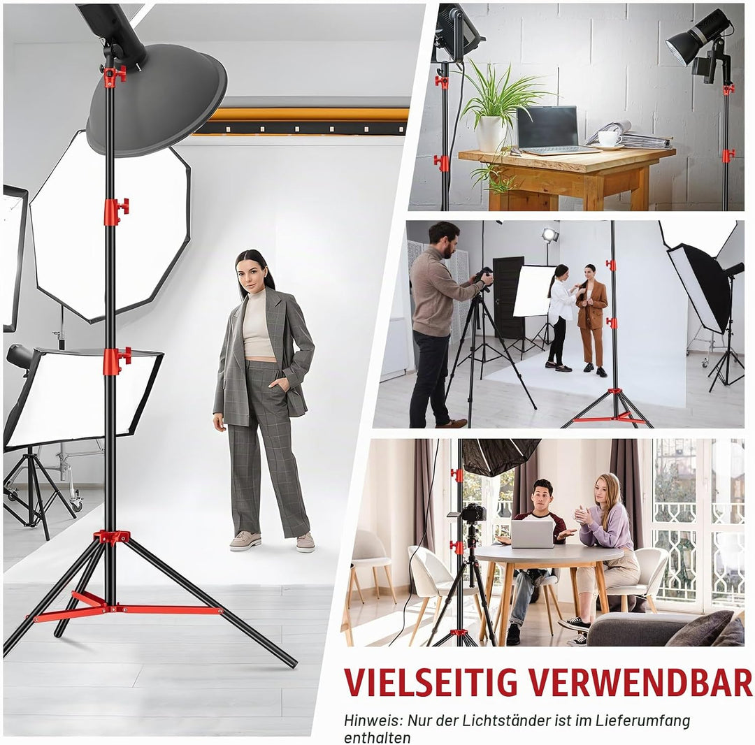 Soonpho Lichtstativ Vollmetall Puffer Druckstativ 9,1 ft/280cm Light Stand Bunt 10kg Tragkraft für O