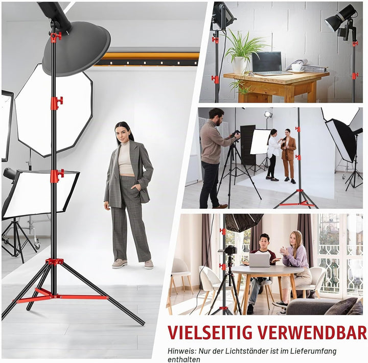 Soonpho Lichtstativ Vollmetall Puffer Druckstativ 9,1 ft/280cm Light Stand Bunt 10kg Tragkraft für O