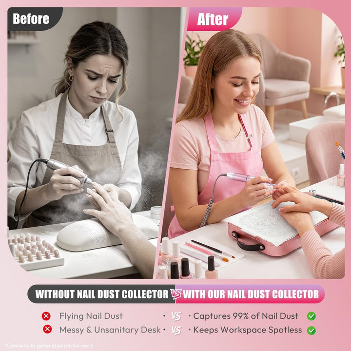 Nagelstaubsammeler, 2000PA Professioneller Nagelstaubsammeler Nageltechnologie mit 45 Einweg-Filterp