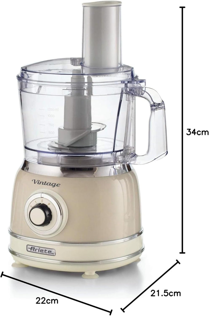 Ariete 1781 Küchenmaschine Vintage, 1000 W, Fassungsvermögen 2,1 l, Beige