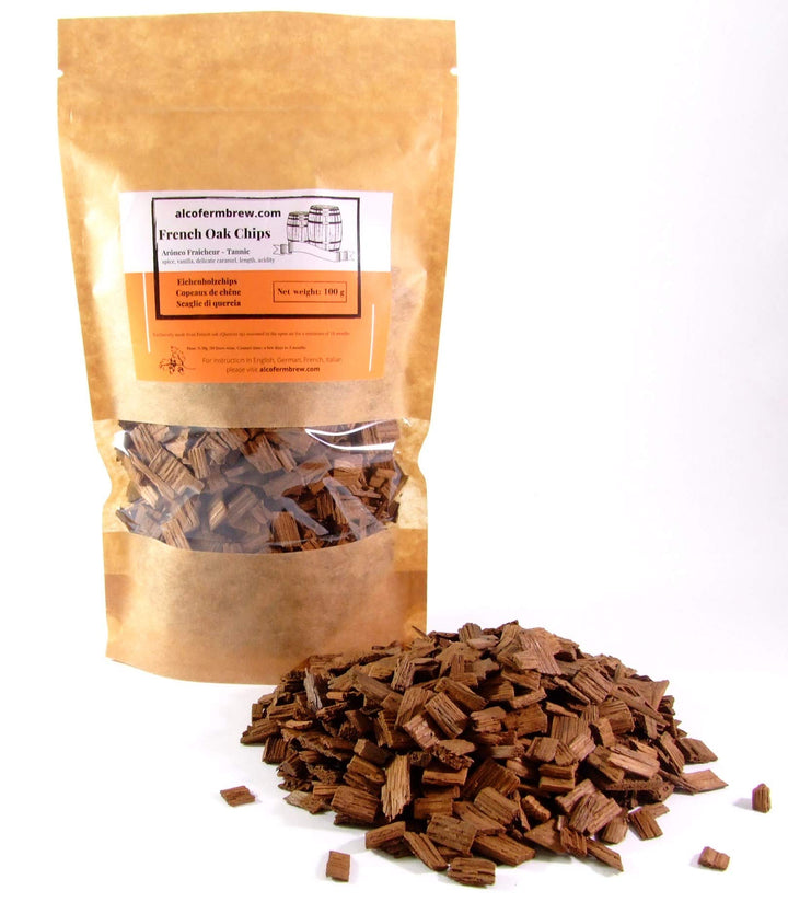 AlcoFermBrew Eichenholzchips Fraicheur 100g - Eichenholzspäne Französisch | Räucherholz | Eichenholz