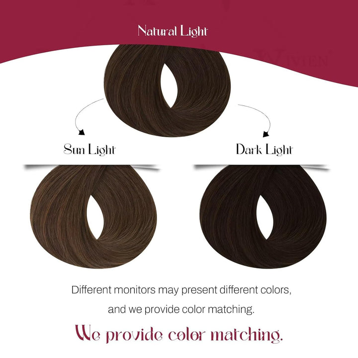 Vivien Invisible Microring Extensions Echthaar Braun 55 cm Echthaar Extensions Micro Loop Remy Braun