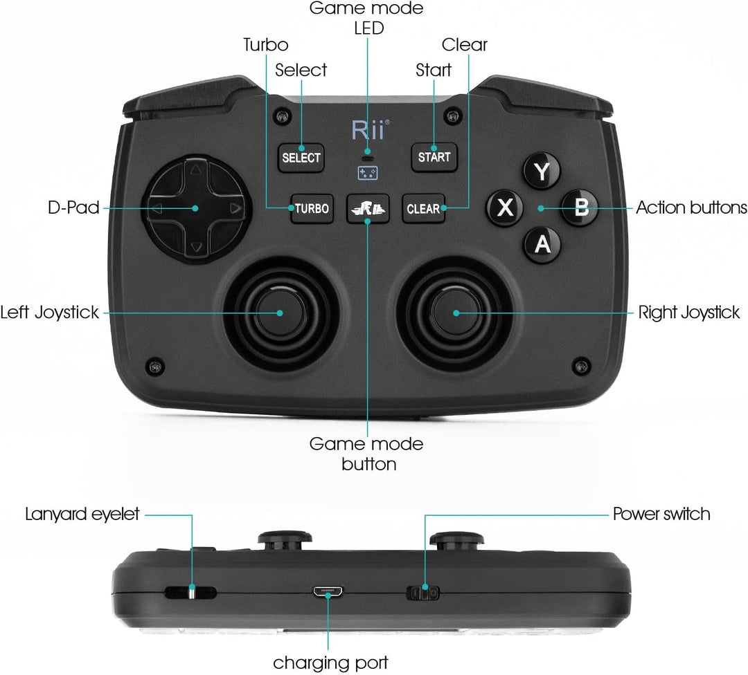 Rii RK707 Mini-Tastatur- und Maus-Kombination mit Trackpad, Media-Tastatur-Maus mit Game-Controller,