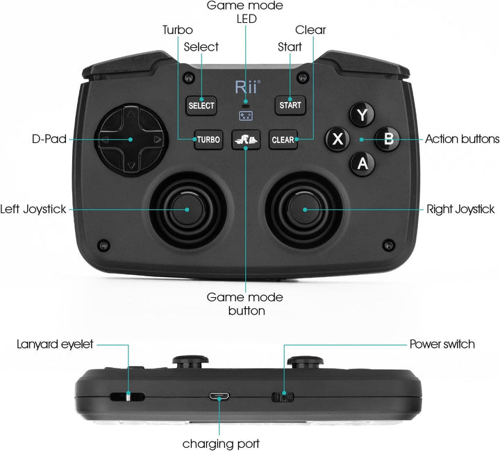 Rii RK707 Mini-Tastatur- und Maus-Kombination mit Trackpad, Media-Tastatur-Maus mit Game-Controller,