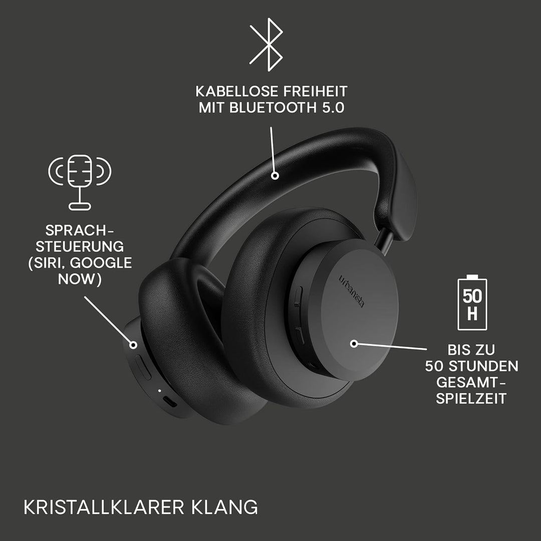 Urbanista Miami Over Ear Kopfhörer Bluetooth mit Active Noise Cancelling, Kopfhörer kabellos, 50 Std