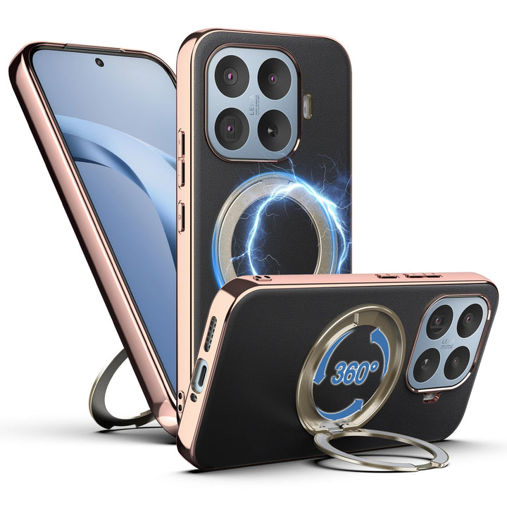 Magnethülle für Xiaomi 17T, luxuriöse Lederrückseite mit Ständer, 360° Verstellbarer Ständer, stossf