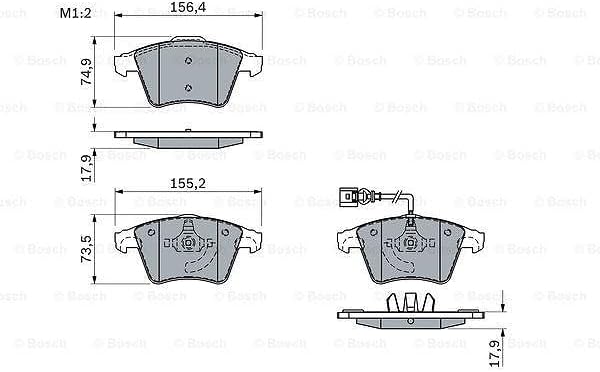 Bosch BP1017 Bremsbeläge - Vorderachse - ECE-R90 Zertifizierung - vier Bremsbeläge pro Set