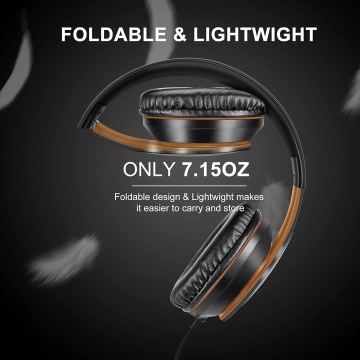 LORELEI X6 Over-Ear Headphones with Microphone, Lightweight Foldable & Portable Stereo Bass Headphon