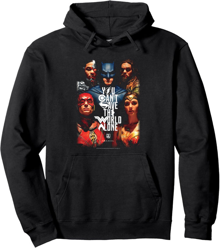 Justice League Movie Save the World Poster Pullover Hoodie