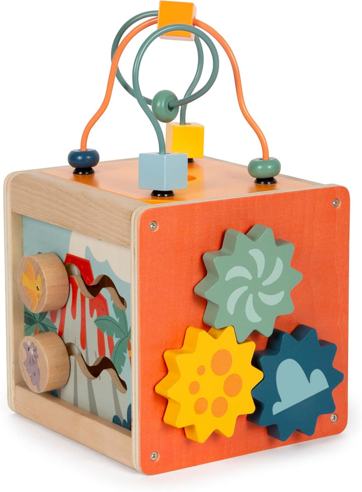 small foot Motorikwürfel „Dino“, Activity-Würfel aus FSC 100%-zertifiziertem Holz, für Kinder ab 12