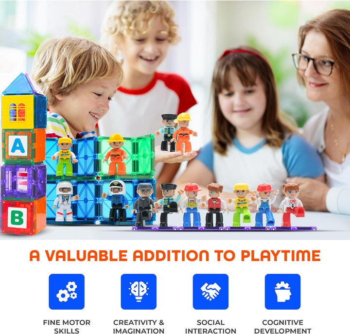Playmags Grosses Magnetfiguren-Gemeinschaftsset mit 15 Teilen – 3 Zoll grosse Spielfiguren, perfekt