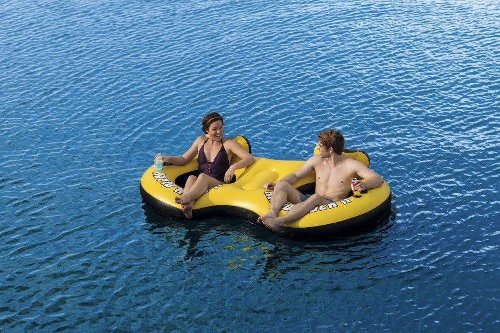 Bestway Doppel-Schwimmringsessel "Rapid Rider X2 Tub" 251 x 132cm, 43113-BEUX16GL02, Gelb - Weiss -