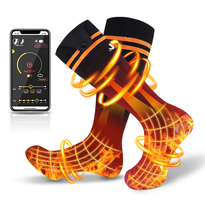 Beheizte Socken, 2024 neueste wiederaufladbare beheizte Socken, 5000mAh extra grosse Batterie Lange