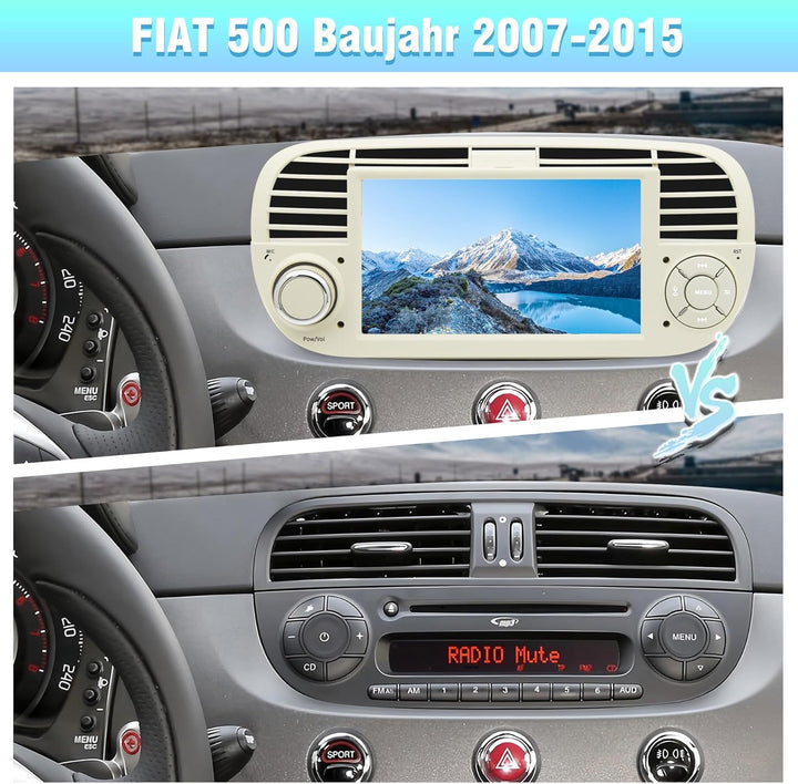 Android 13 Autoradio für FIAT 500 (2007–2015) | 7-Zoll-IPS-Touchscreen mit wasserdichter HD-Rückfahr
