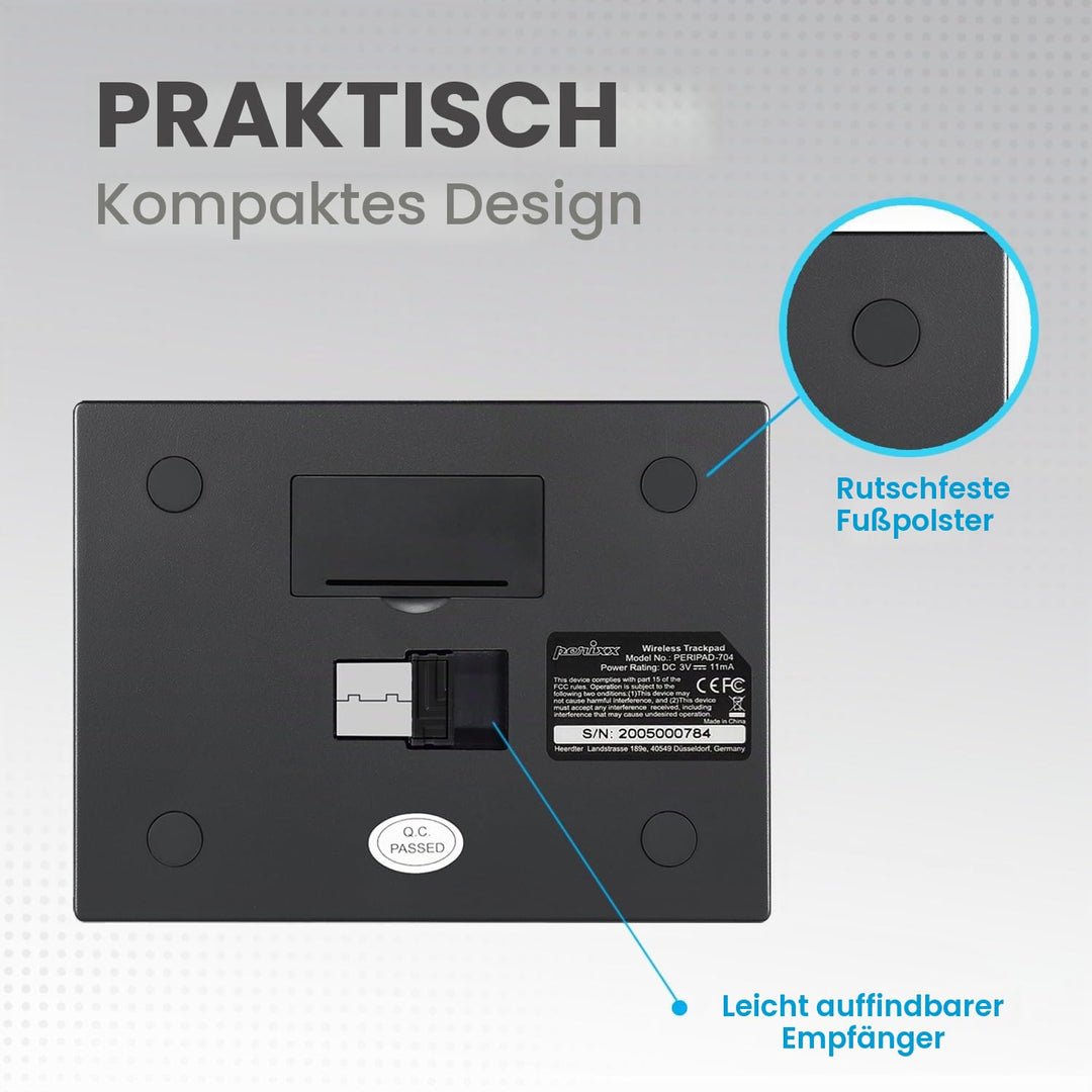 Perixx PERIPAD-704 kabelloses Touchpad, tragbares Trackpad für Desktop- und Laptop-Benutzer, 12 x 9