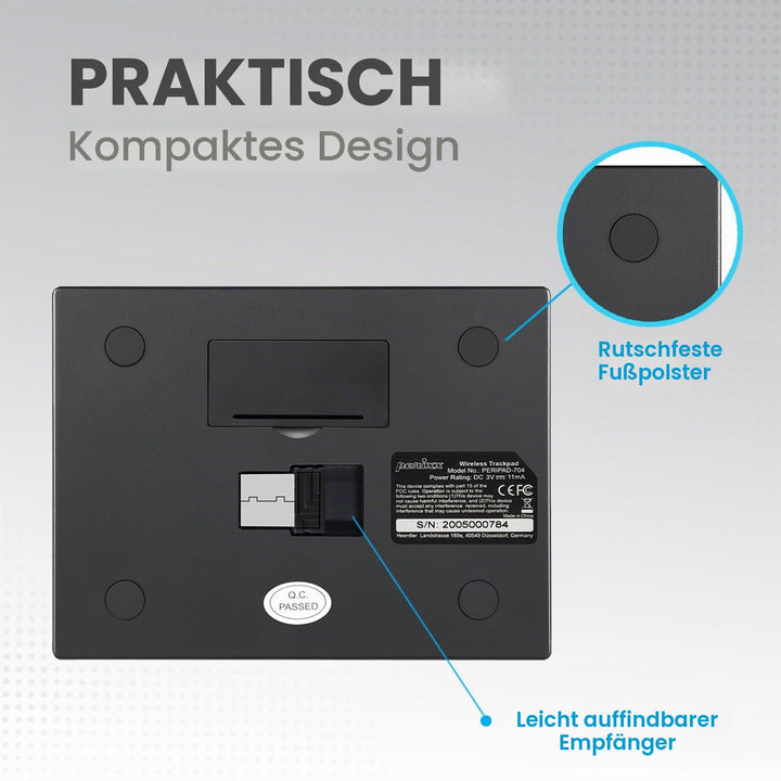 Perixx PERIPAD-704 kabelloses Touchpad, tragbares Trackpad für Desktop- und Laptop-Benutzer, 12 x 9
