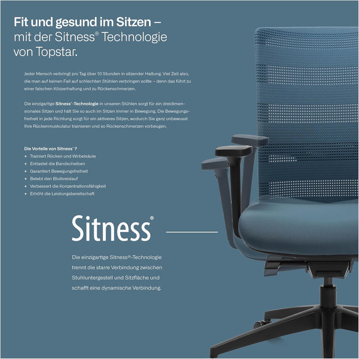 Topstar ST19UG05 Sitness 15, ergonomischer Bürostuhl, Schreibtischstuhl, inkl. höhenverstellbare Arm