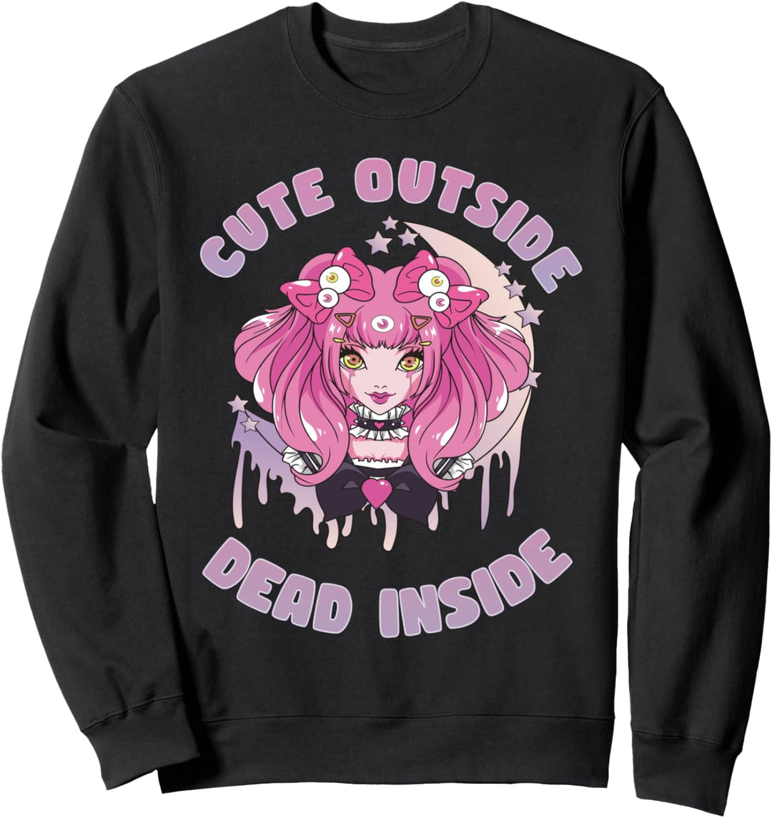 Cute Outside Dead Inside Pastel Goth Anime Girl Sweatshirt