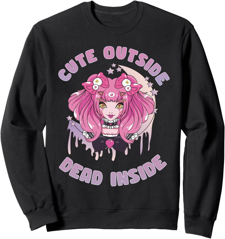 Cute Outside Dead Inside Pastel Goth Anime Girl Sweatshirt