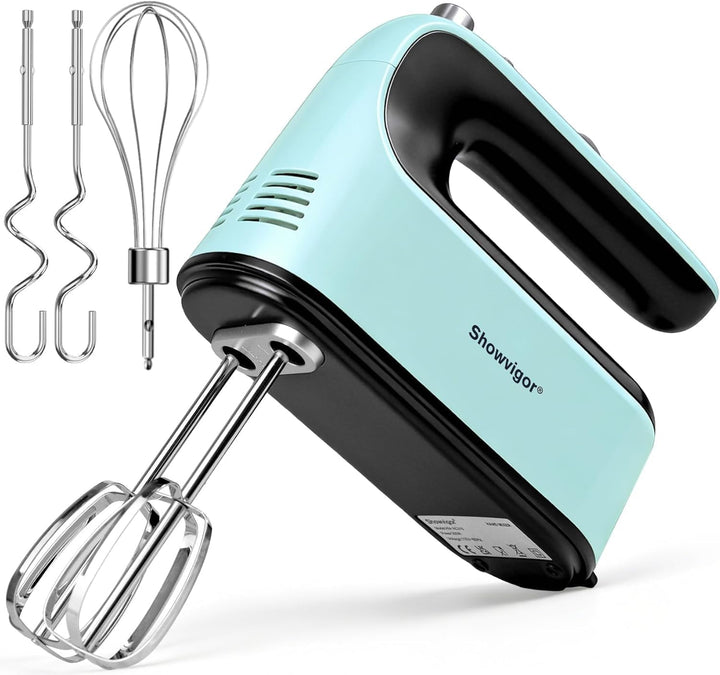 Showvigor Handmixer Set, Elektrischer Mixer mit 5 Geschwindigkeitsstufen, 300-Watt-Motor, 5 Edelstah