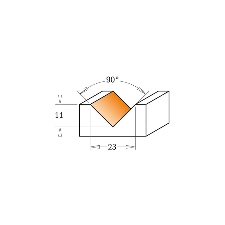 CMT Orange Tools 665.201.11-90°-V-Nut-Fräser 90° mit Wendeplat HW Z1 S=6.35 D=23X11X60 RE