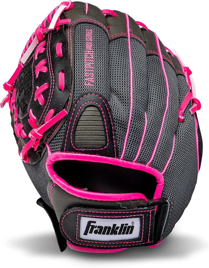 Franklin Sports Fastpitch Serie Leichte Softball Handschuh, 12 Zoll Werfer, für Linkshänder Pink/Gra