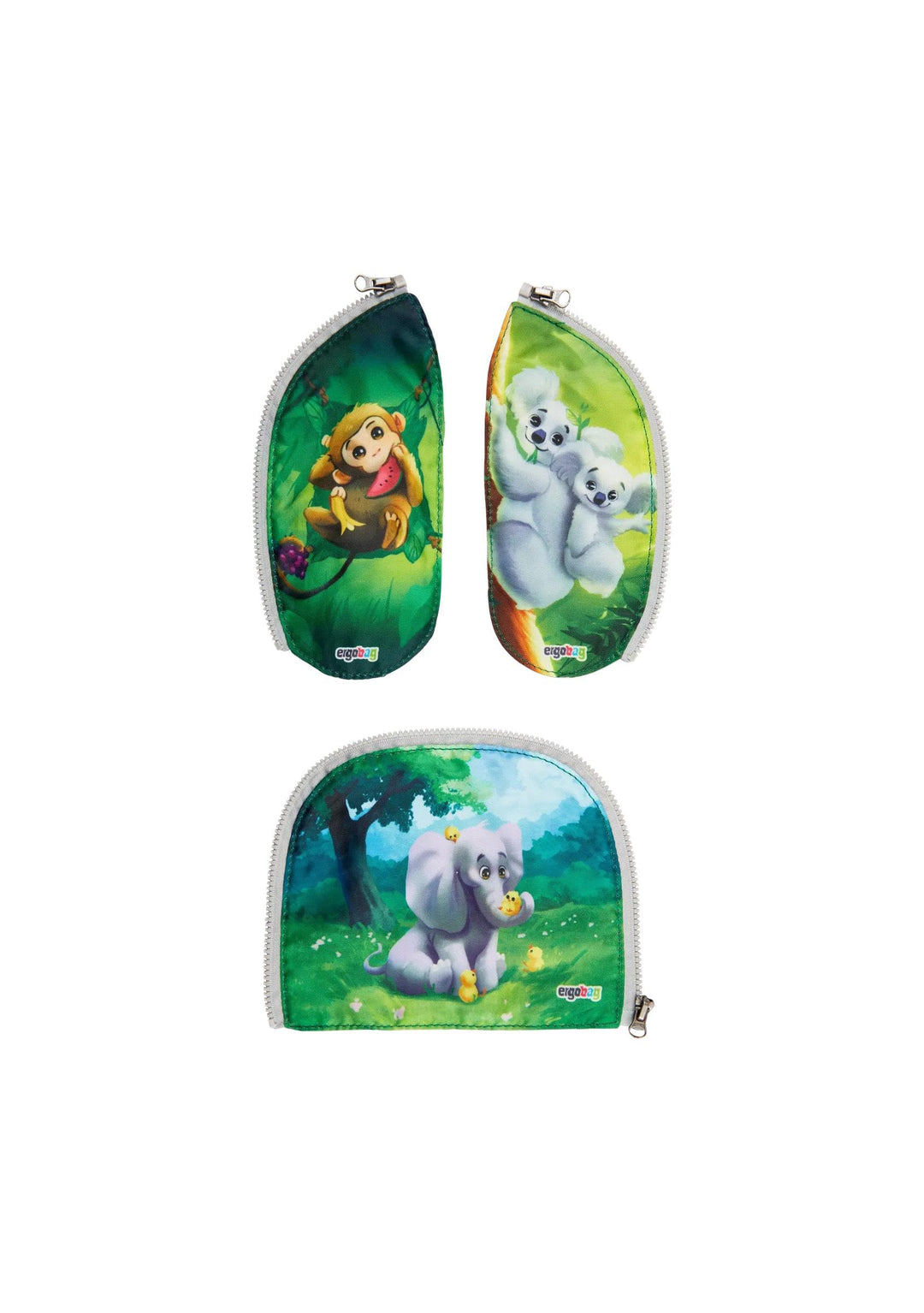 ergobag Zippies Schulranzen Zubehör Set 3-teilig für Kinder, Jungen und Mädchen Zoobabies - Bunt, Zo