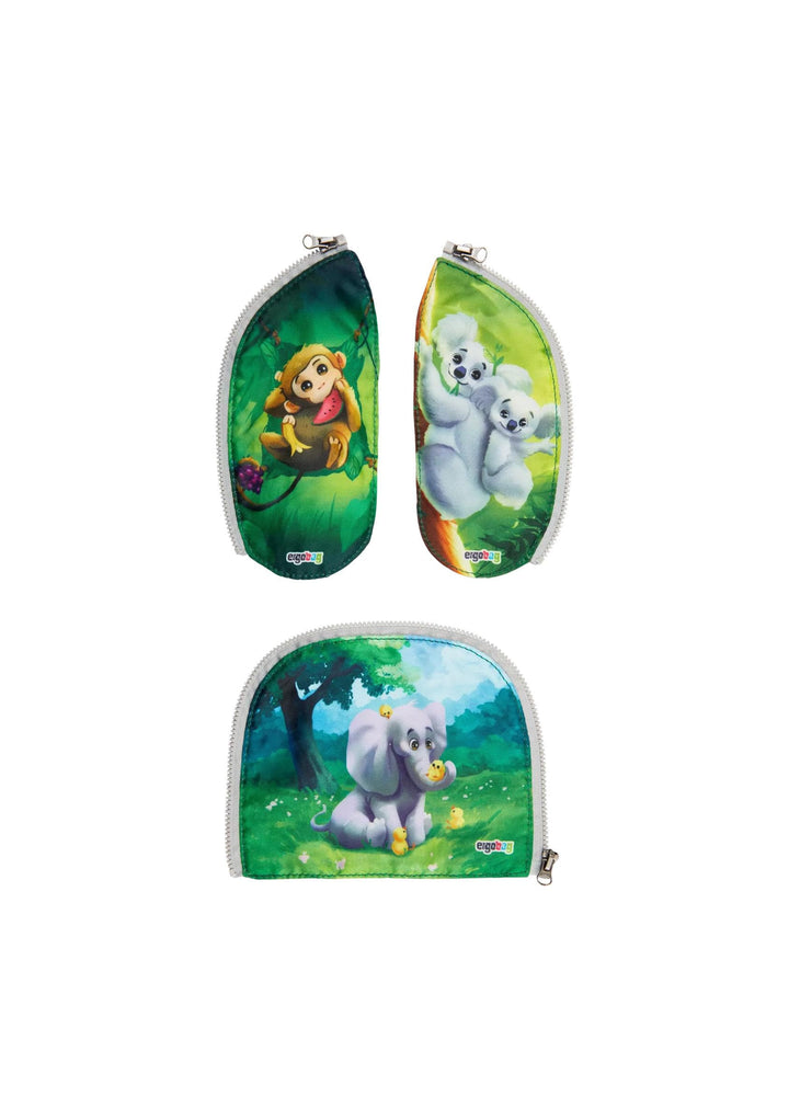 ergobag Zippies Schulranzen Zubehör Set 3-teilig für Kinder, Jungen und Mädchen Zoobabies - Bunt, Zo