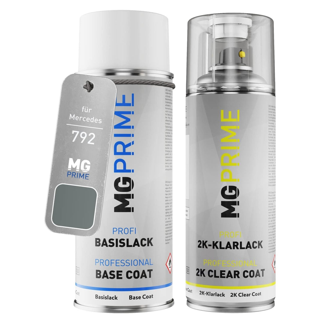 MG PRIME Autolack 2K Spraydosen Set für Mercedes 792/9792 Palladiumsilber Metallic/Palladium Silver
