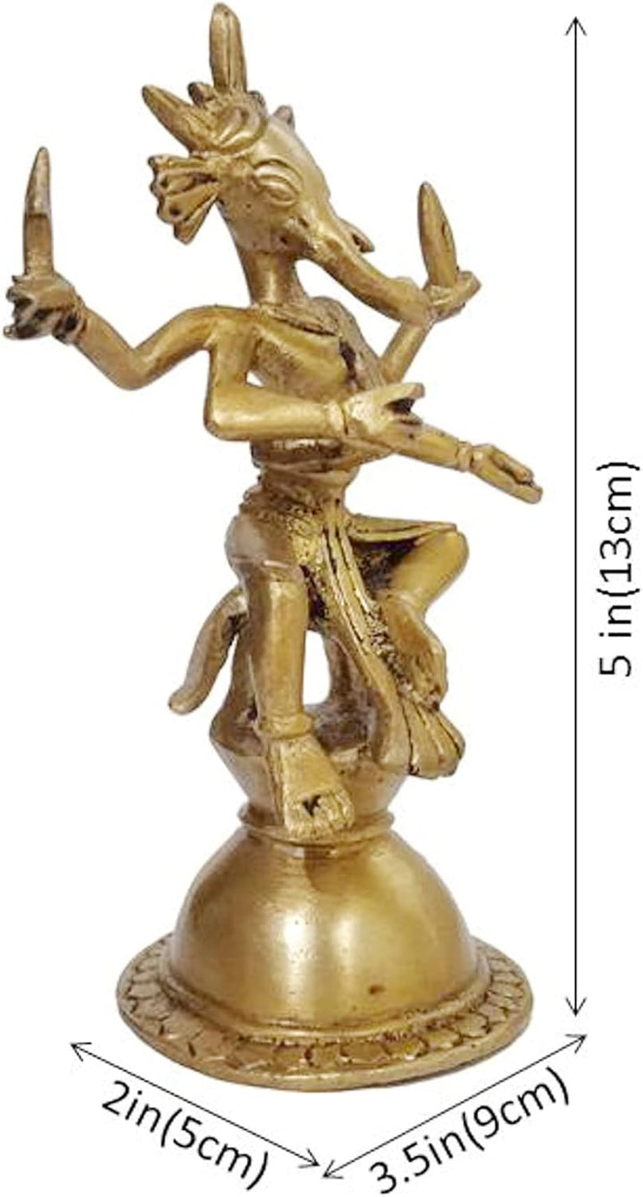 Purpledip 12412 Statue aus Messing mit Idol Ganesha Ganapathi im antiken Tribal-Design