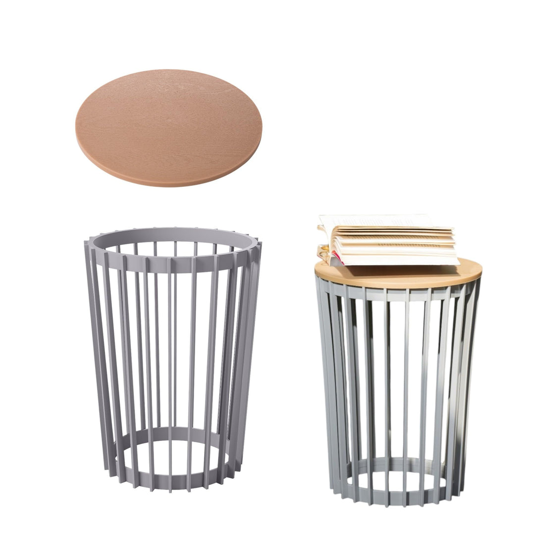 MELTOM Gartentisch XL/XXL – Schwarz/Weiss/Platin – Runder Robuster Kunststoff (Plastik) – Beistellti
