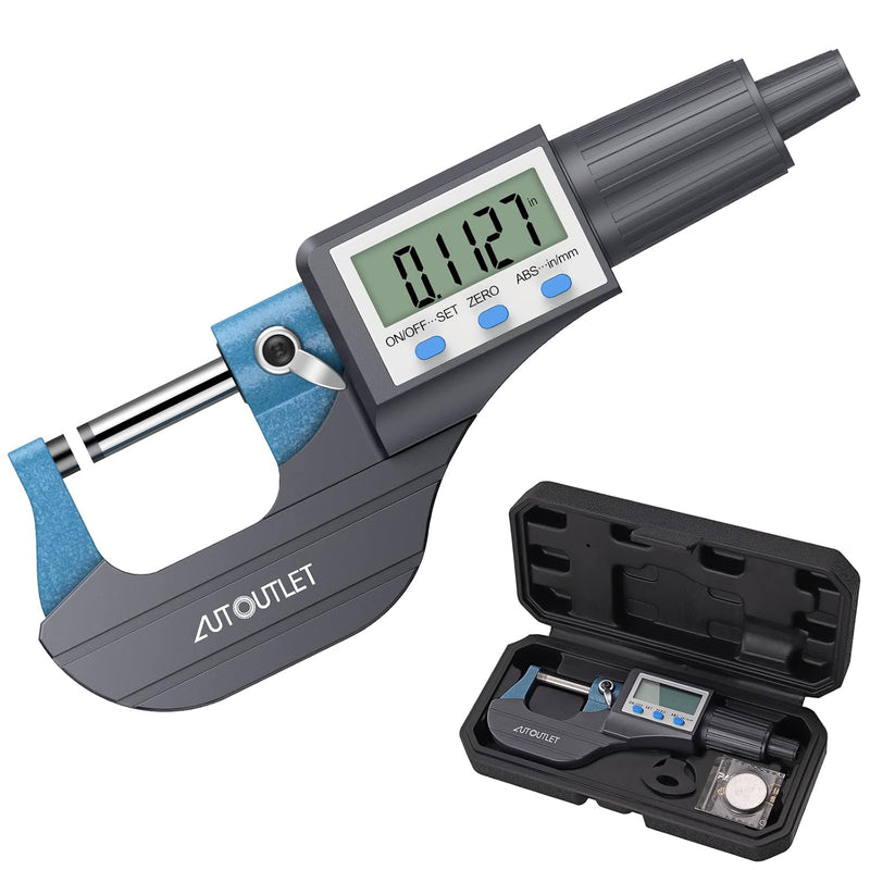 AUTOUTLET Micrometer Digitale Bügelmessschraube 0-25mm/ 0.001mm, Hohe Präzision LCD Digitale Mikrome