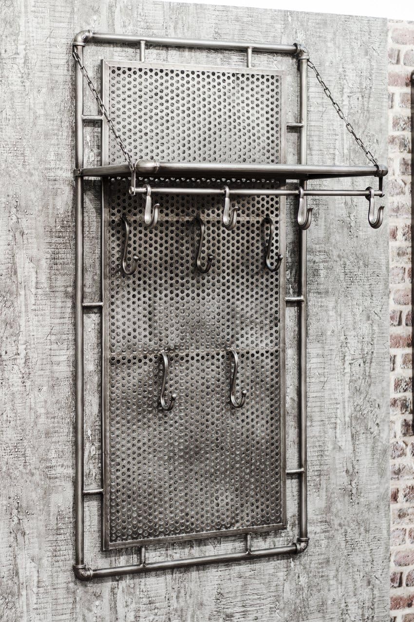 HAKU Wandgarderobe anthrazit, Metall - Masse: B 60 cm x H 120 cm x T 35 cm, Style: Industrial 60 x 3