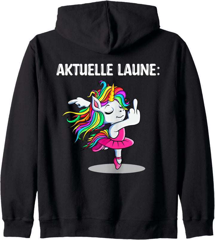 Aktuelle Laune Tanzendes Einhorn Mädchen Mit Stinkefinger Kapuzenjacke