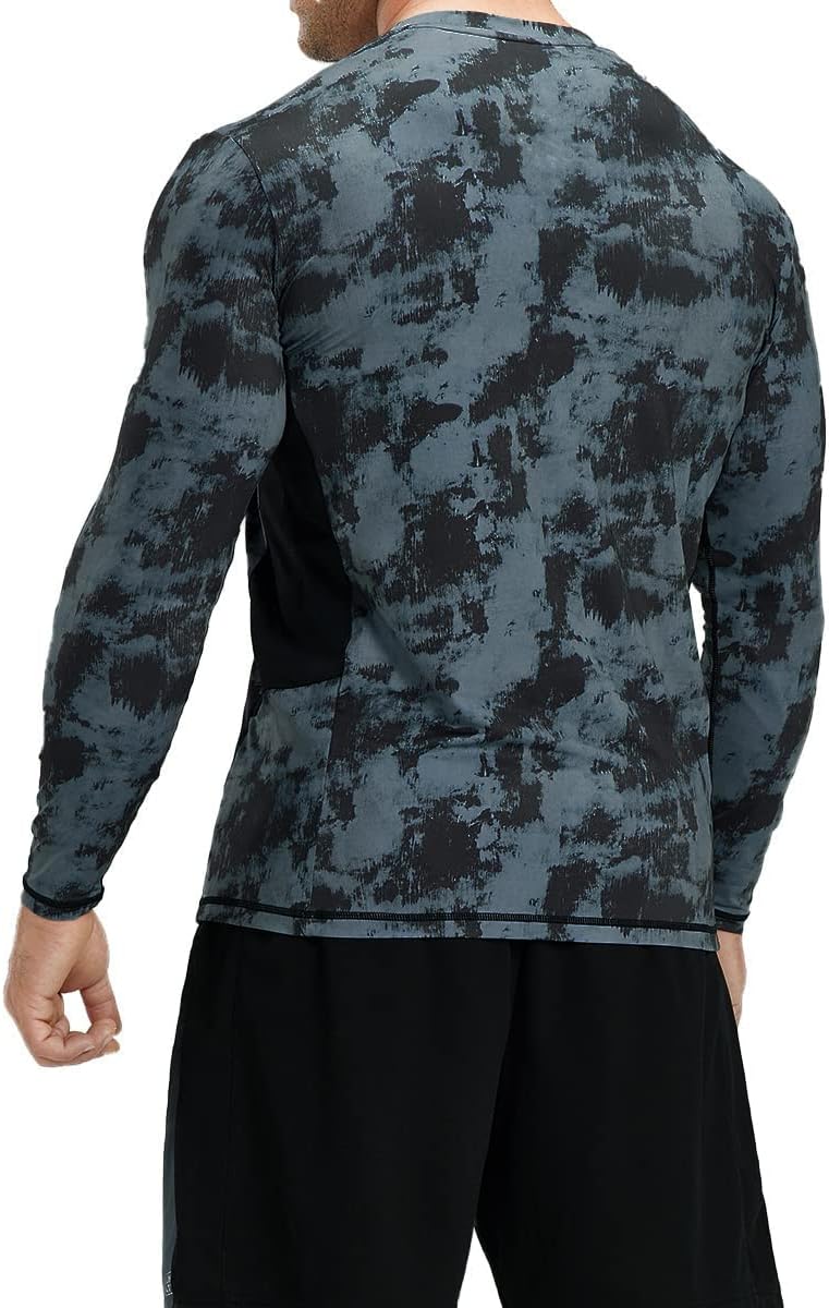 HUGE SPORTS Herren Laufshirt Langarmshirt Schnelltrocknend Sporthemden Atmungsaktiv Langarm Sportshi