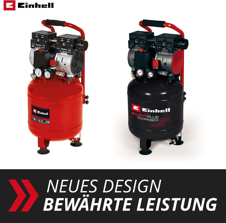 Einhell Kompressor TE-AC 24 Silent (leiser Kompressor, 750 W, max. 8 bar, öl- und servicefreier Moto