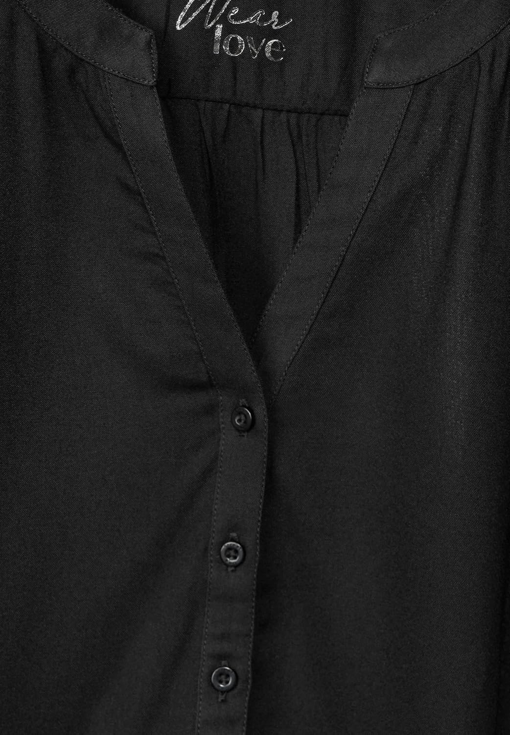 Street One Damen Bluse in Unifarbe 34 Schwarz, 34 Schwarz
